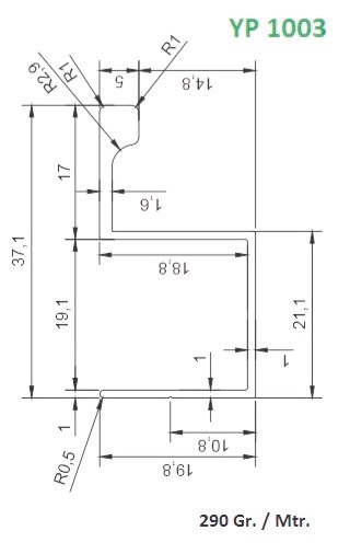 YP 1003 ALUMINIUM HANDLE PROFILE  