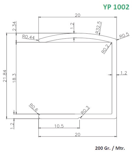 YP 1002 ALUMINIUM HANDLE PROFILE  